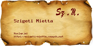 Szigeti Mietta névjegykártya